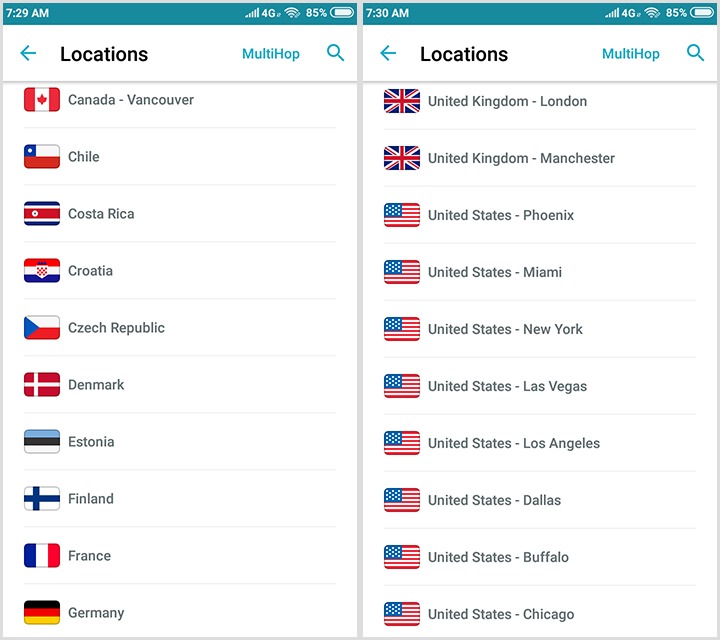 surfshark servers list